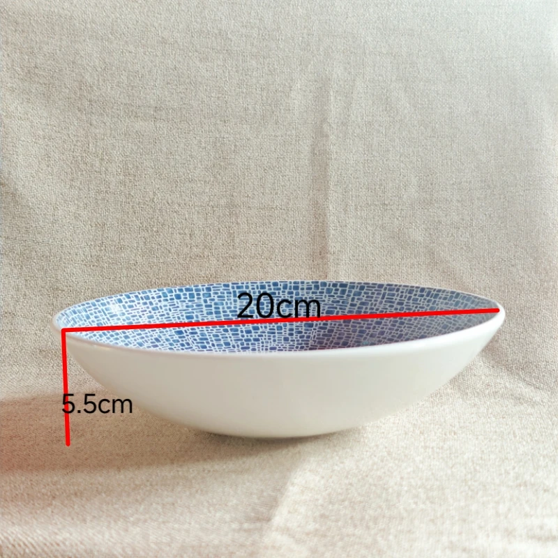 8寸青石纹圆形深盘家用陶瓷日式