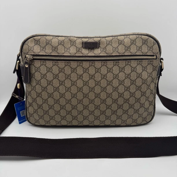 95新 GUCCI/古驰 经典款老花横版相机斜挎包/2563