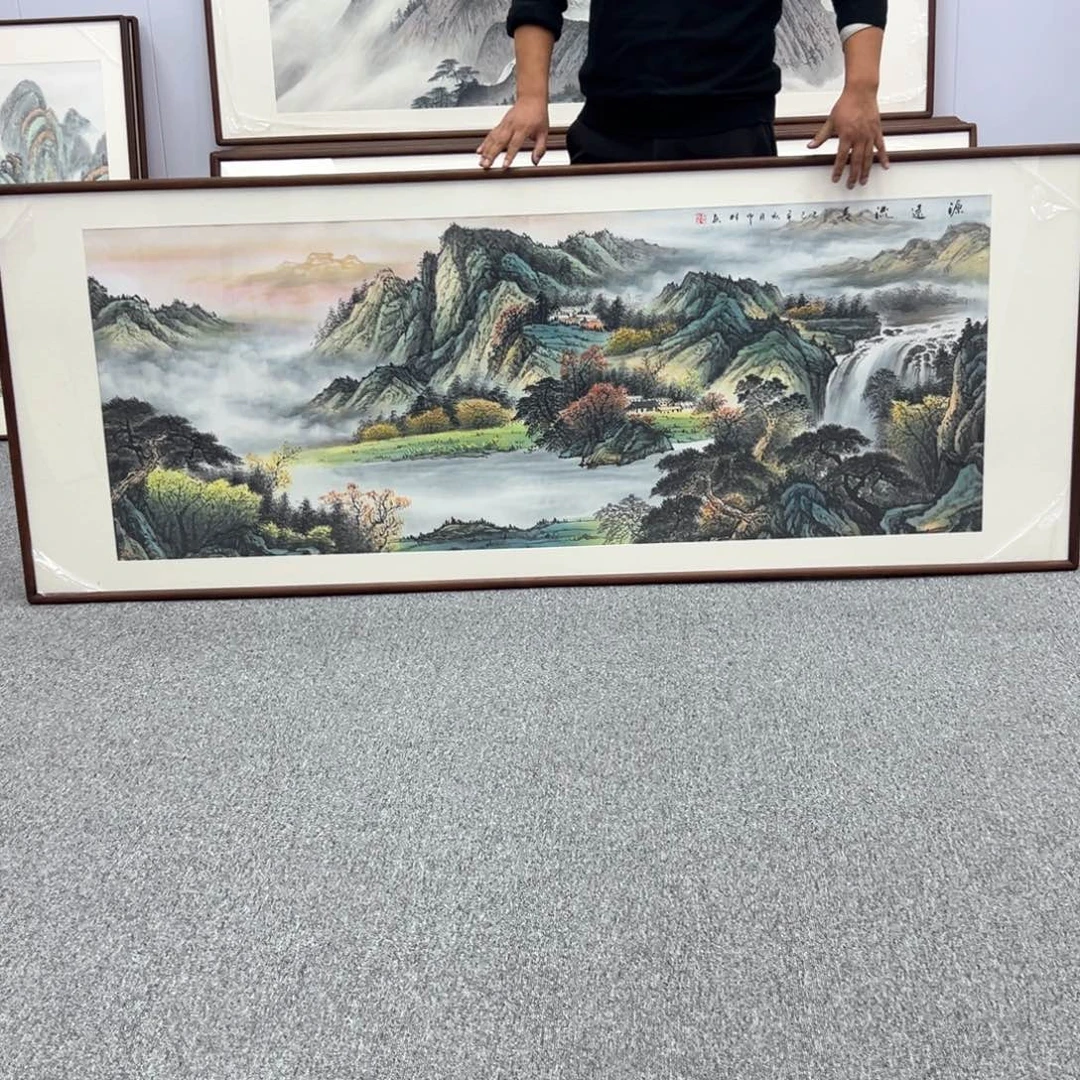 国画国画作品带框210*80