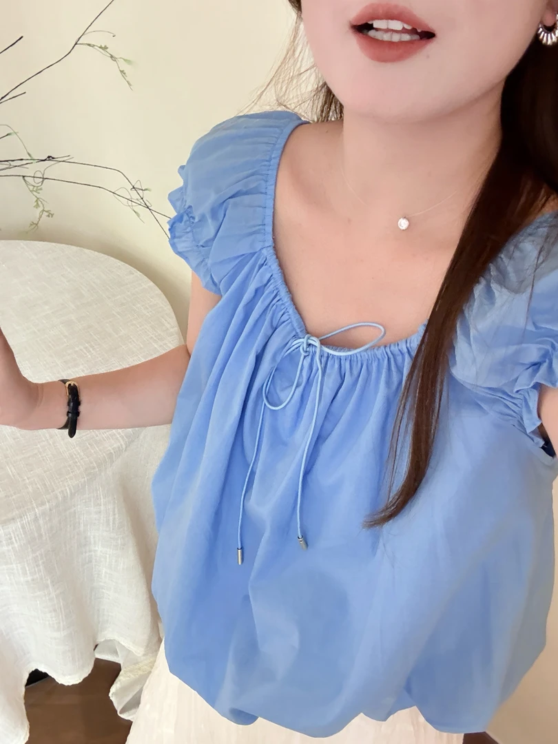 【BayaLi】2025春夏季新品小可爱海盐蓝短袖上衣