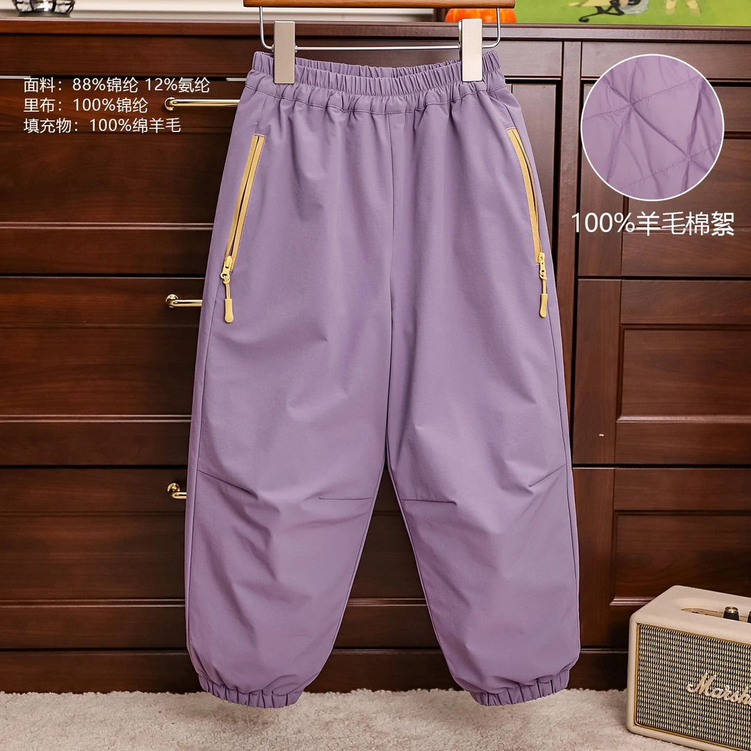 羊毛填充  儿童女童加厚保暖裤 冬季时尚休闲百搭束脚裤