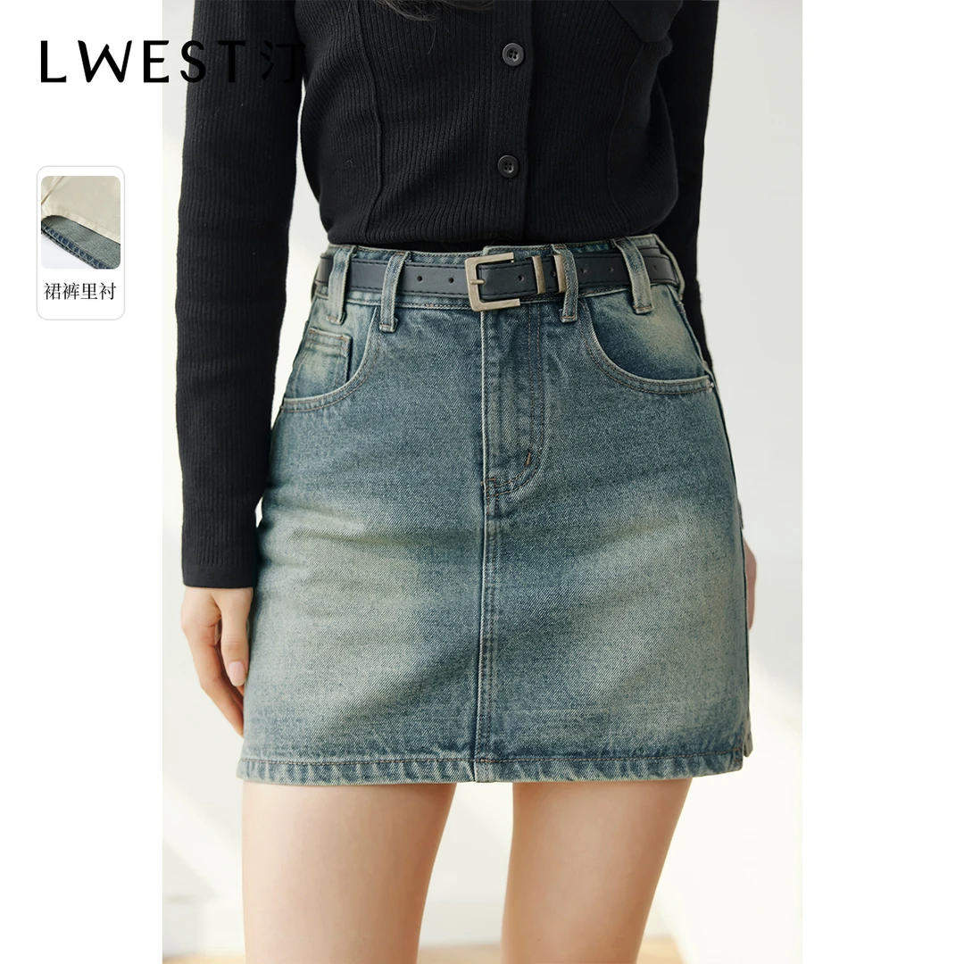 【品牌女装】朗文斯汀高腰复古牛仔半身裙DTMQ4101B12020