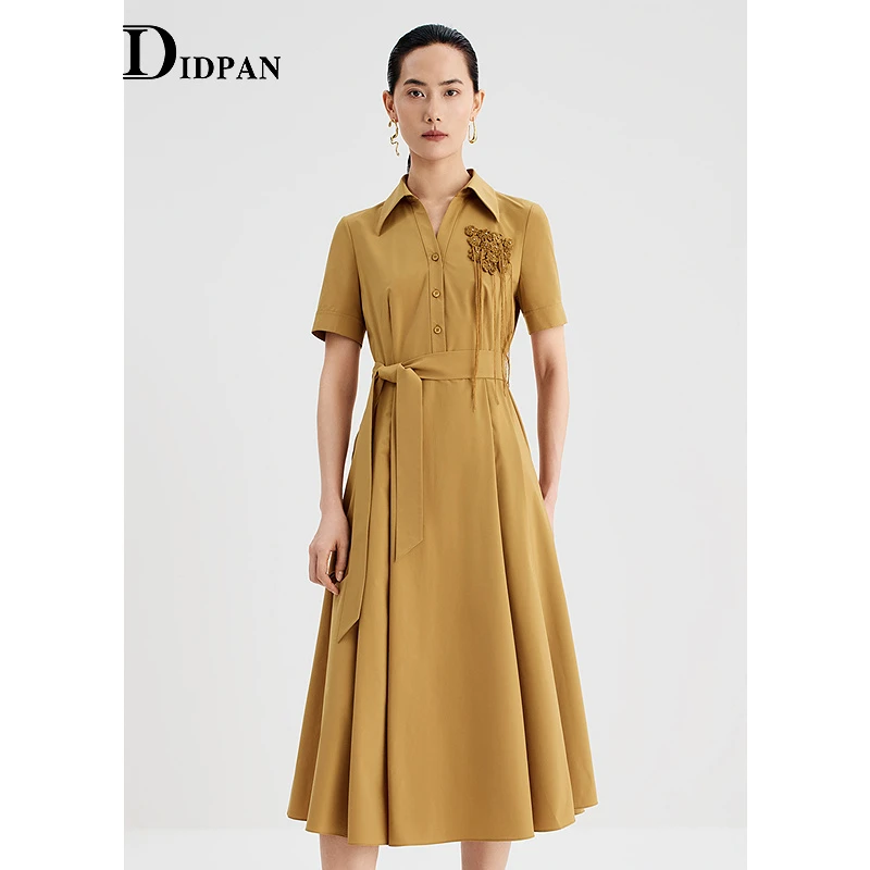 IDPAN显瘦气质时尚休闲风短袖连衣裙 D3V2L93377