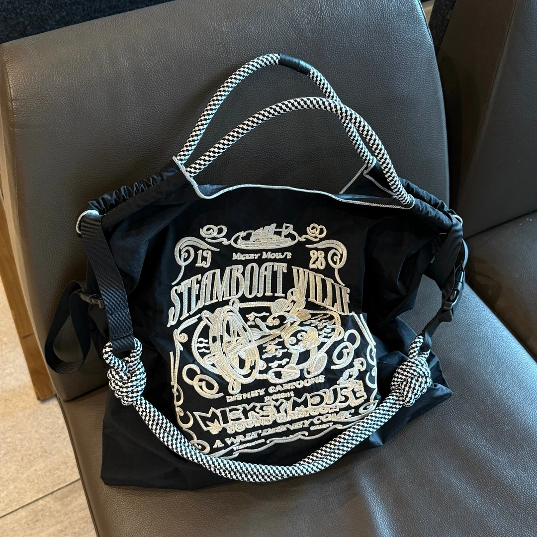 【中包大包】夏季大容量刺绣折叠时尚休闲超轻购物袋防水耐磨小众包