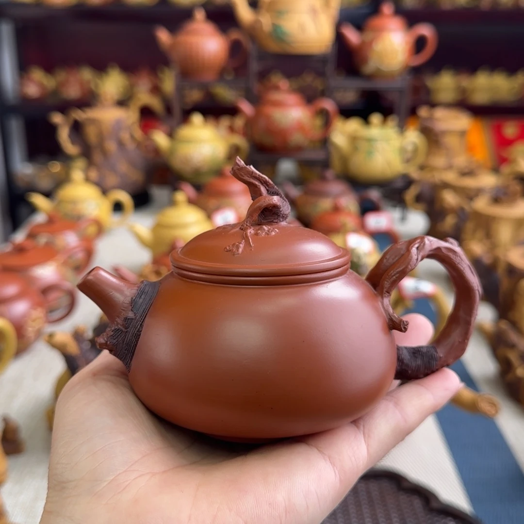 茶壶紫砂红段仿木