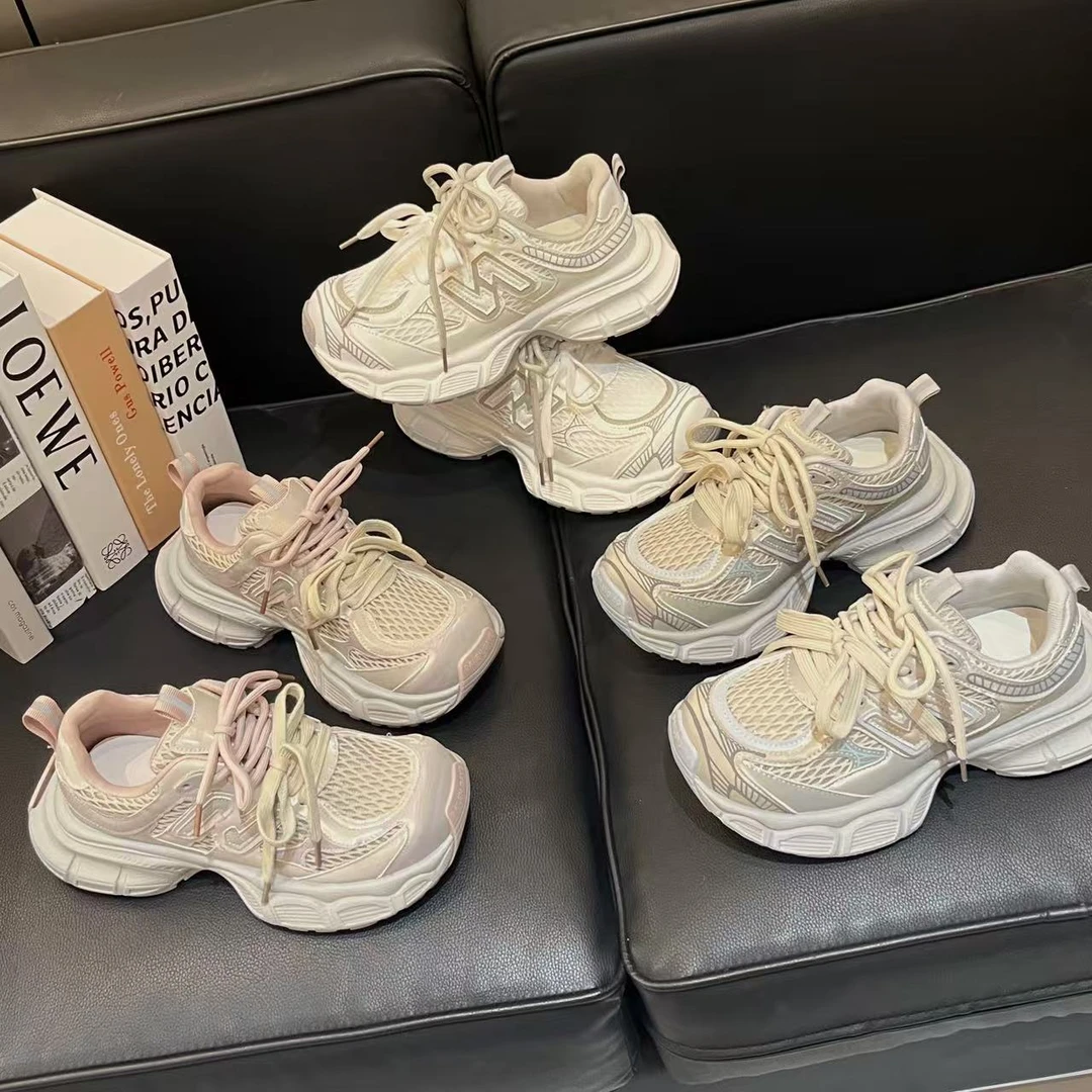 【LL现货】5CM爱贝芙~2025新款时尚休闲鞋系带松糕底轻便老爹鞋女