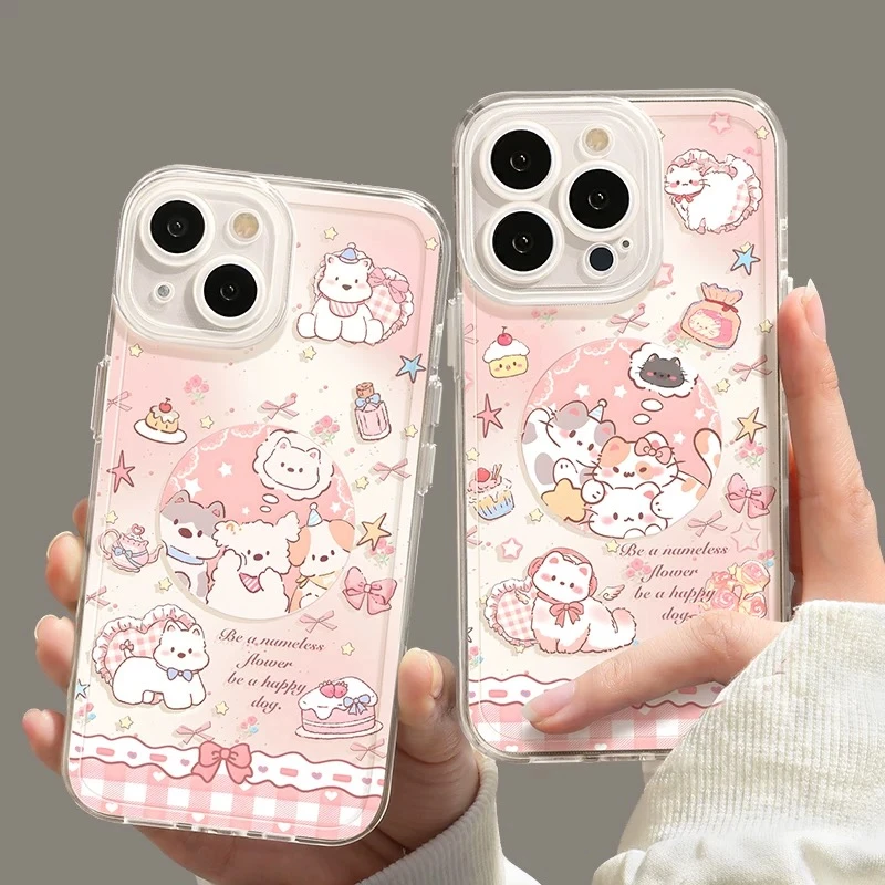小狗探头适用iphone16卡通15透明手机壳苹果iPhone14新款13全包12