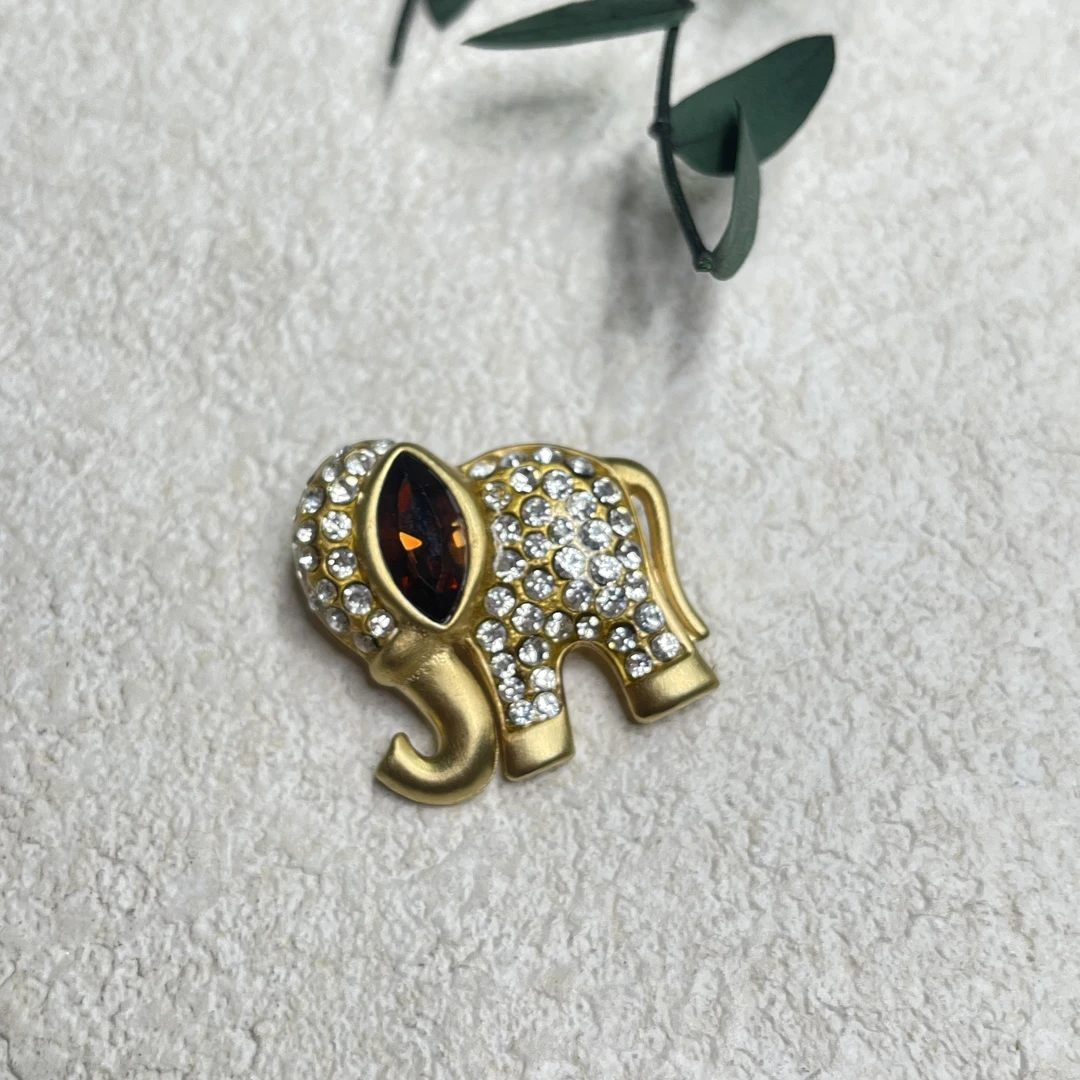 铜合金合成锆石胸针 【六六中古】孤品复古胸针ad4772