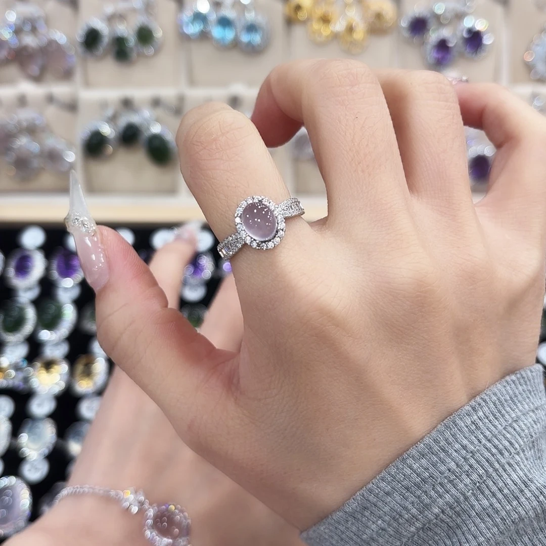 戒指萤石银S925镶嵌