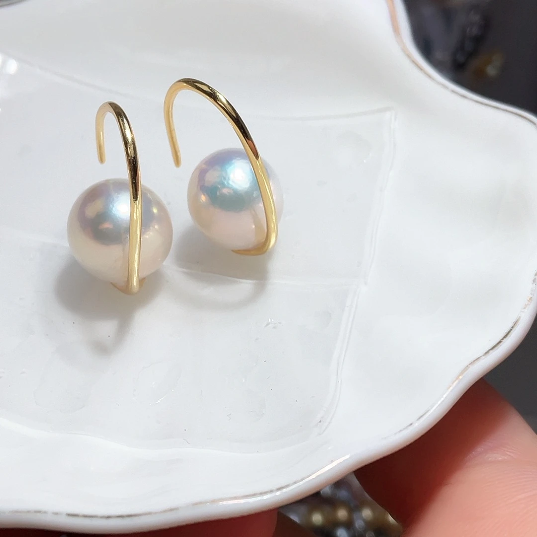 淡水珍珠耳饰银S925镶嵌阿*