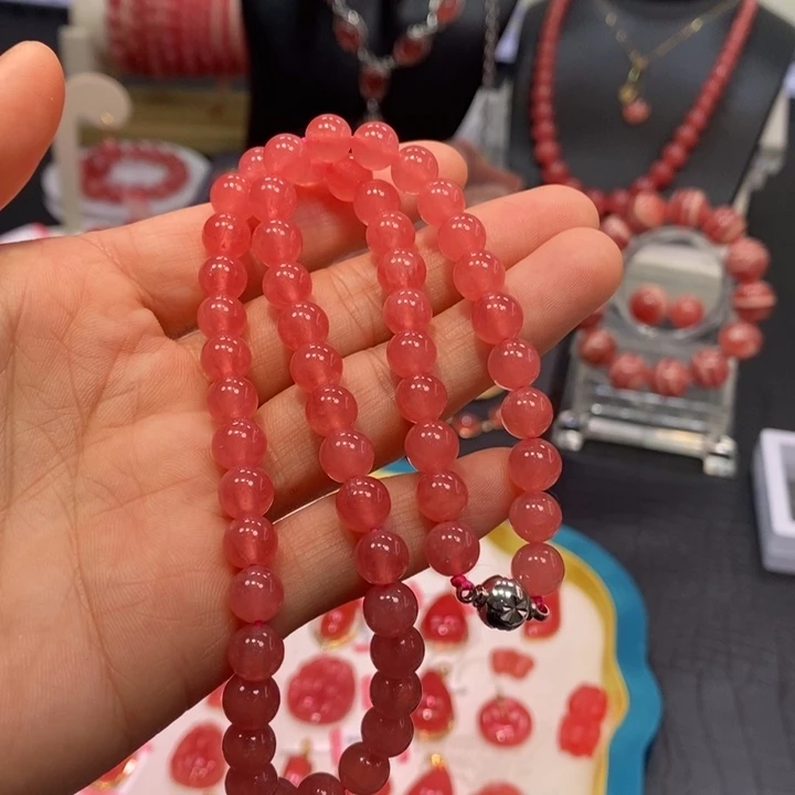 菱锰矿（红纹石）未镶嵌手绳