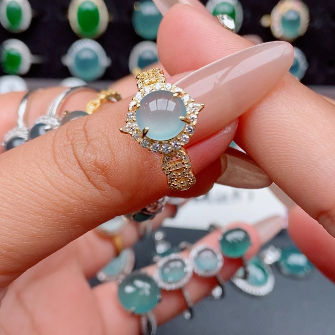 翡翠戒指银S925镶嵌5588