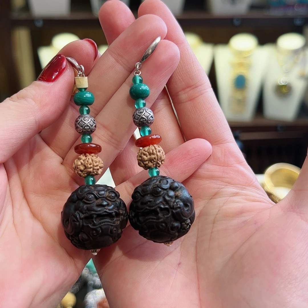 玛瑙/玉髓耳钉未镶嵌玛*耳环