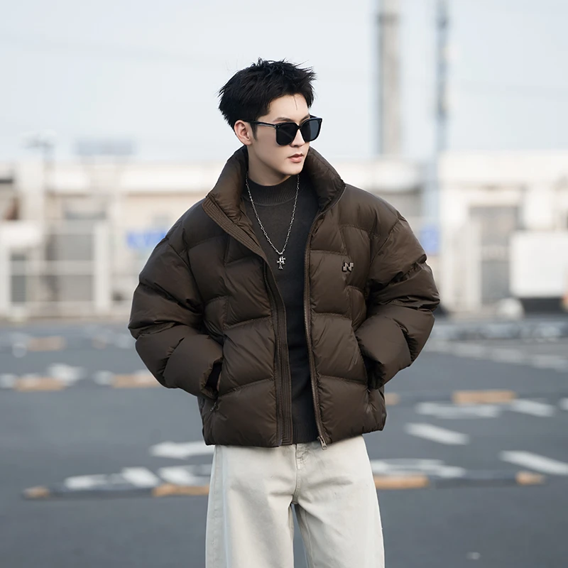 羽绒服保暖徽章防风微阔防寒百搭男装休闲男士宽松港风韩版立领