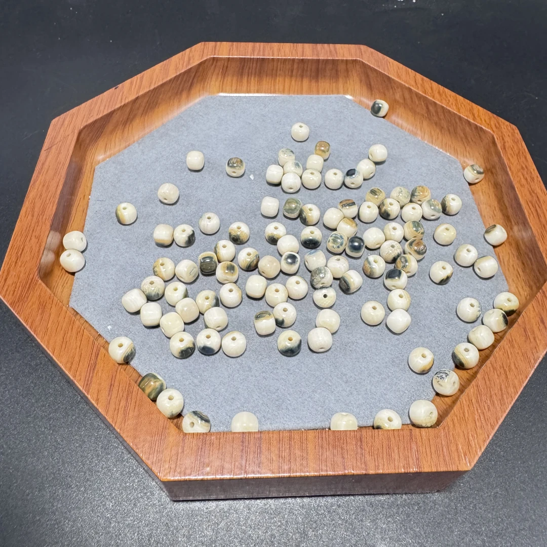 【多样性随机发货】C0013天然猛犸牙冰料精品6*7mm蓝眼睛单颗单珠