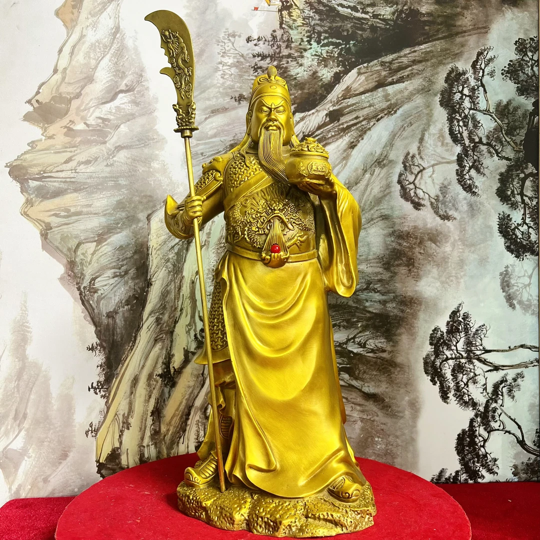 黄铜托宝关公关羽关二爷关帝武财神摆件办公室家居桌面礼品供奉