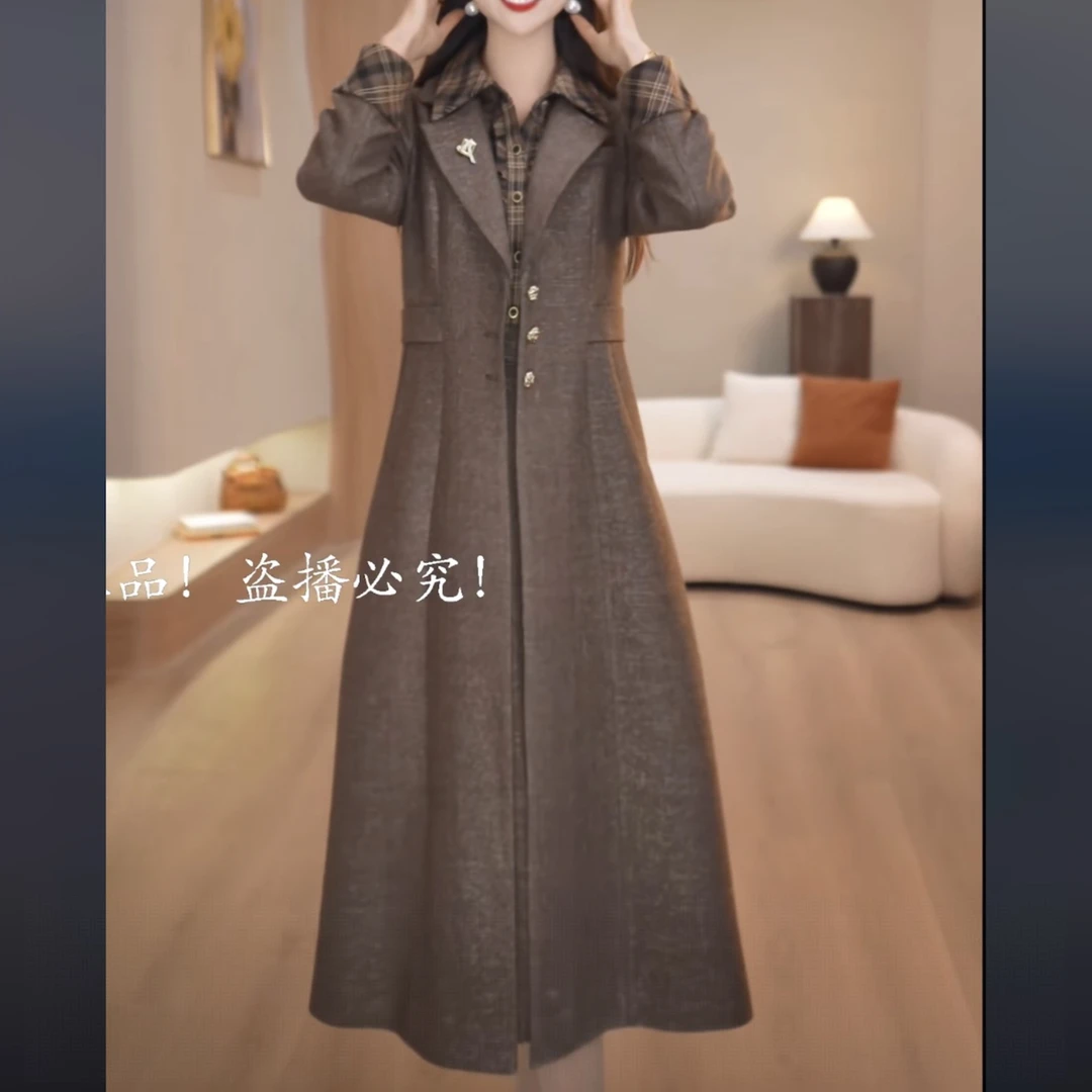 【外套+连衣裙】秋季时尚气质设计感收腰显瘦简约轻奢两件套套裙