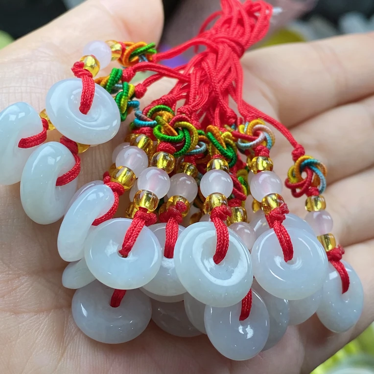 天然缅甸翡翠A货！高冰小平安手机链，尺寸13.8/4.5，随机发一