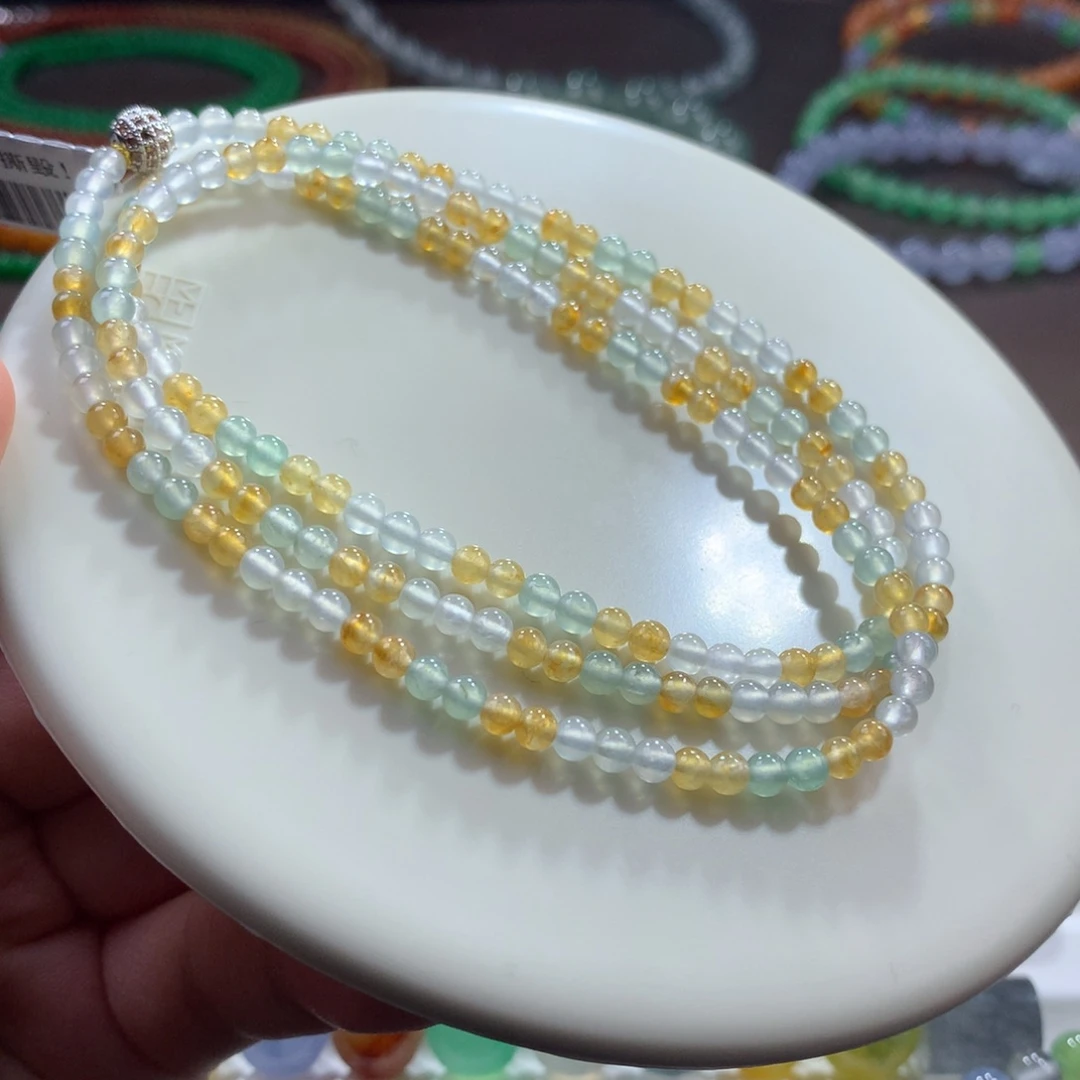 翡翠未镶嵌手链高冰起光多宝小米项链 卡3.6