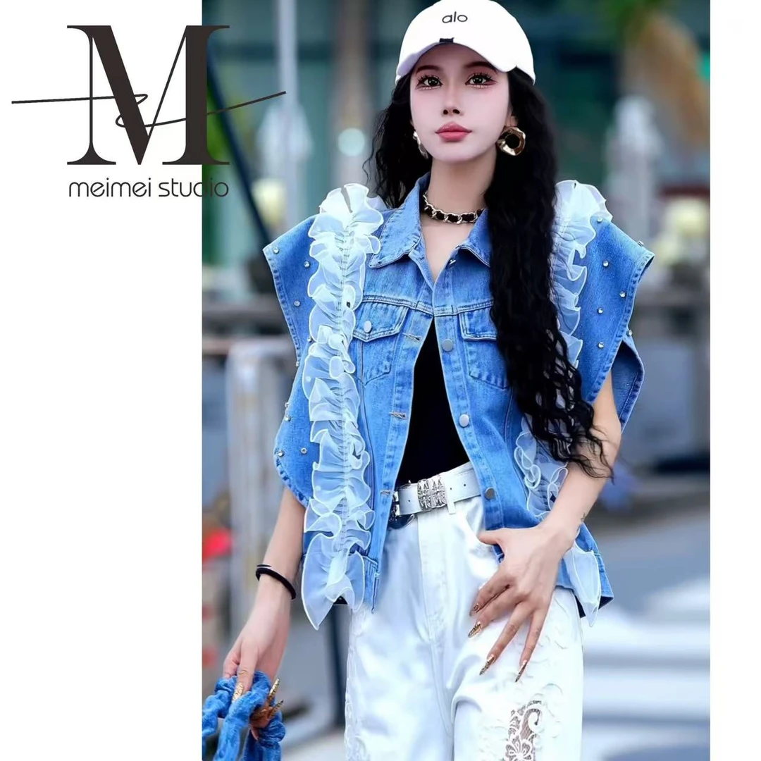 MEIMEI STUDIO【足迹】时尚休闲设计师气质牛仔马甲755-60471739