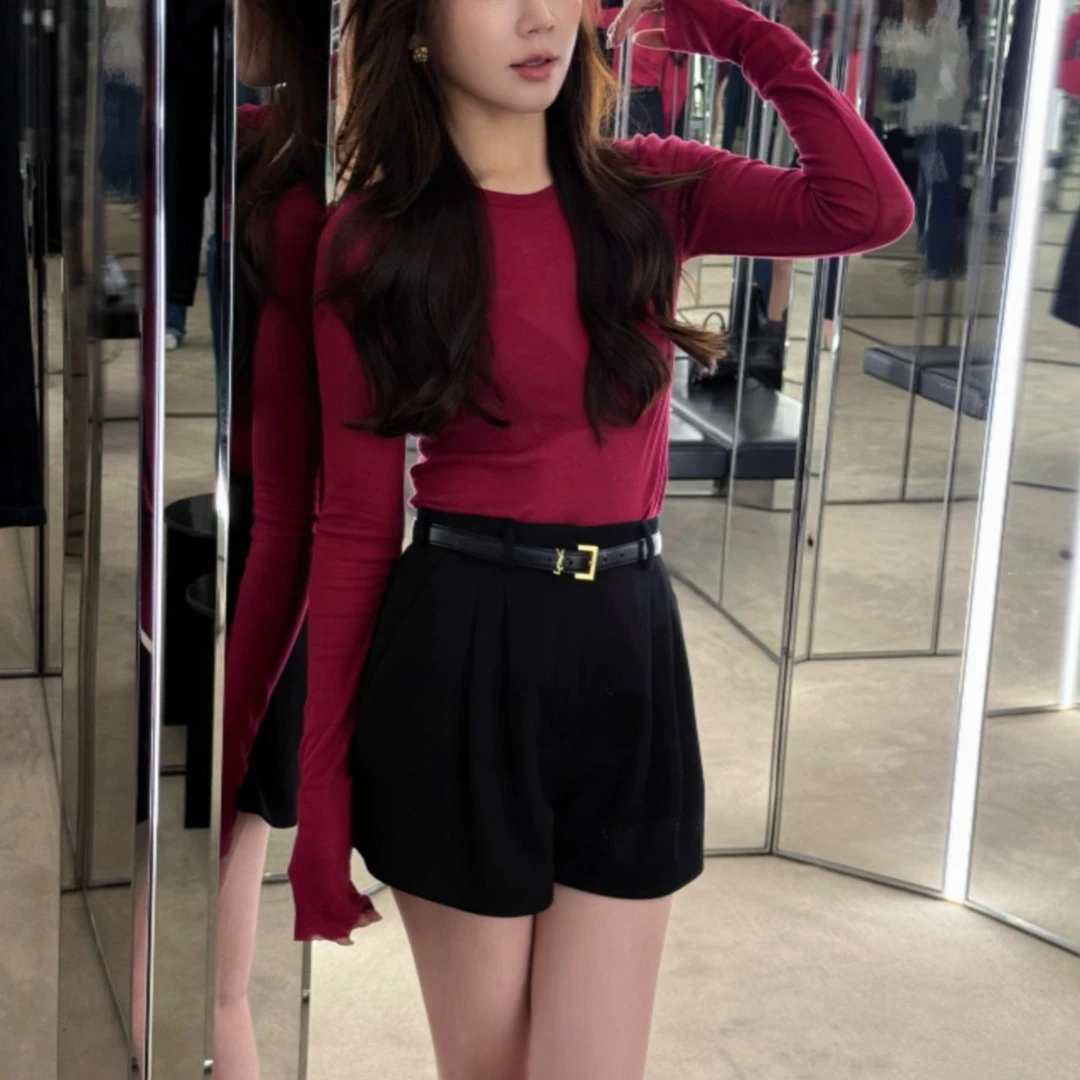 2025春秋季新款女士长袖内搭打底衫修身显瘦t恤巨好看的漂亮上衣