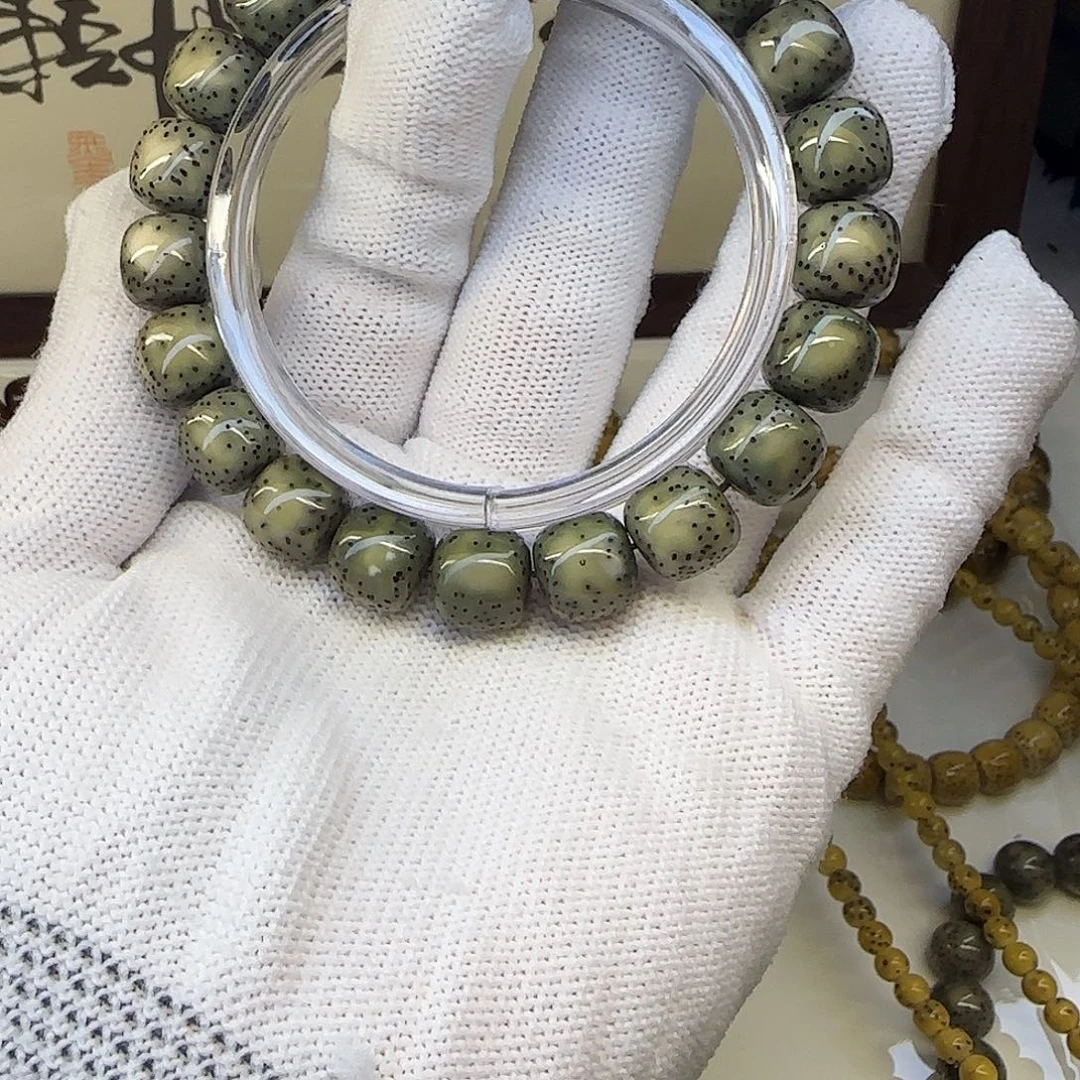 手串星月菩提卡11瓷绿大留白散星