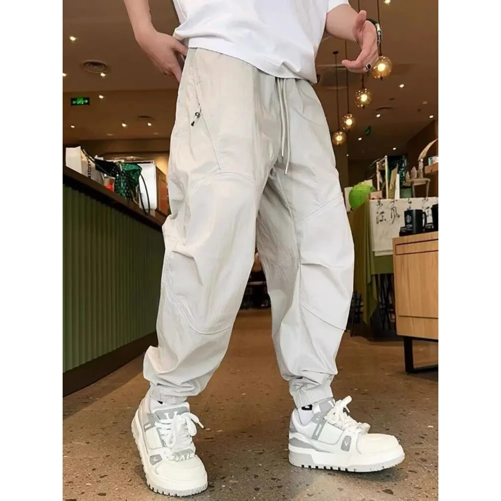 夏季薄款宽松休闲裤潮牌速干九分裤时尚工装裤百搭潮流男士运动裤