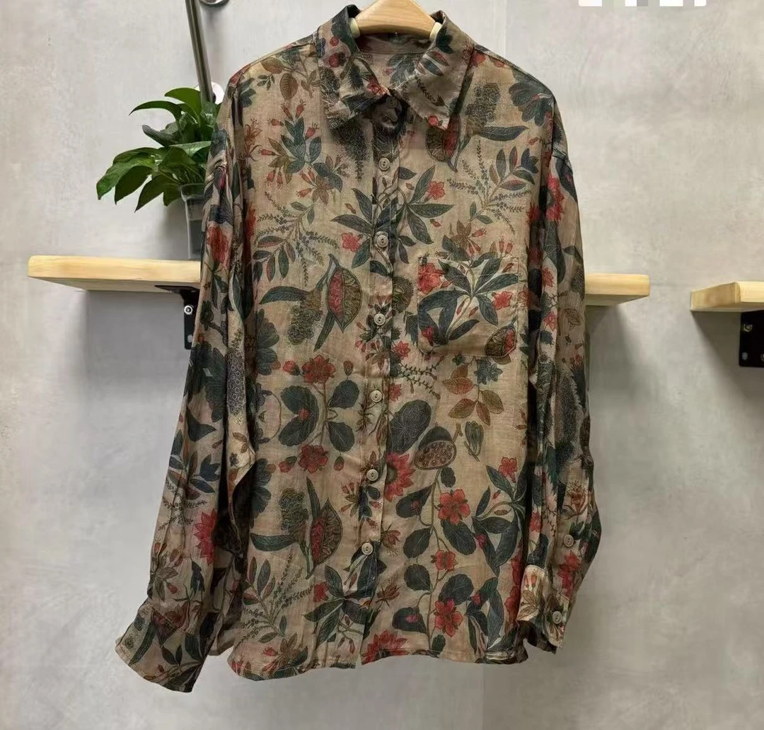 2025秋季新款苎麻印花衬衫1132