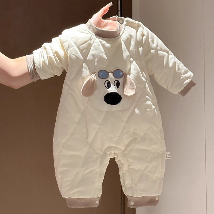 新疆西藏包邮秋冬季新生婴儿衣服加厚夹棉连体衣男女宝宝可爱棉花