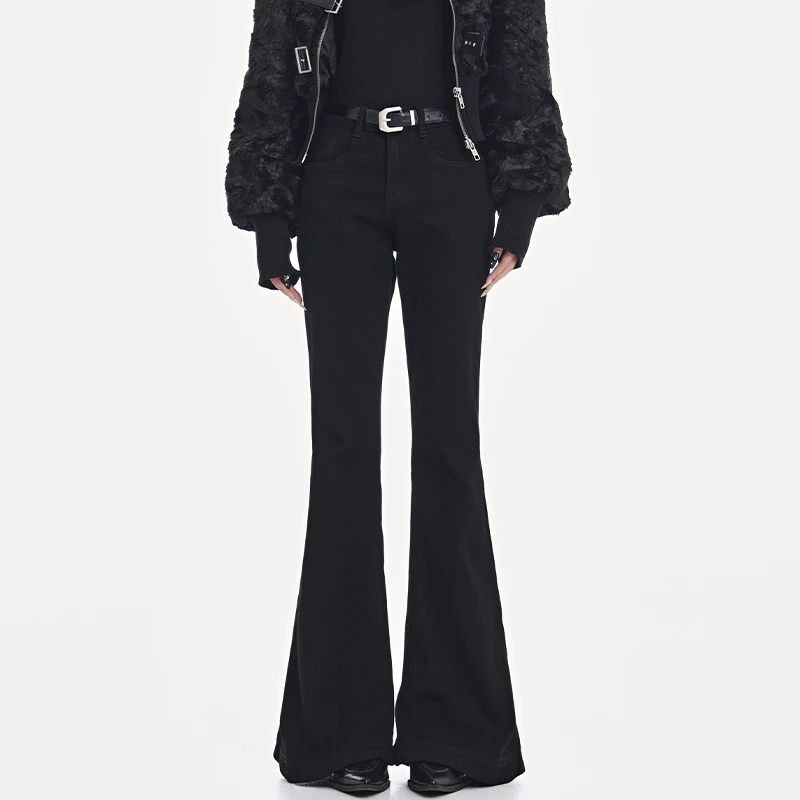 【五折福利】KEN STUDIO春季直筒微喇牛仔裤女高腰显瘦马蹄裤长裤