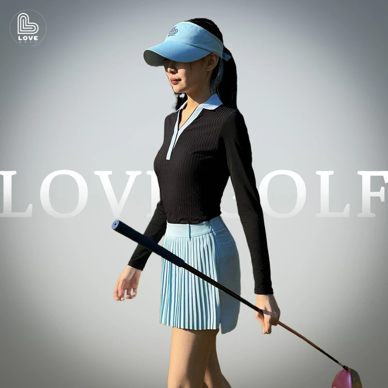 高尔夫长袖女款Lovegolf修显瘦防晒透气清凉速干好看高弹时髦V领