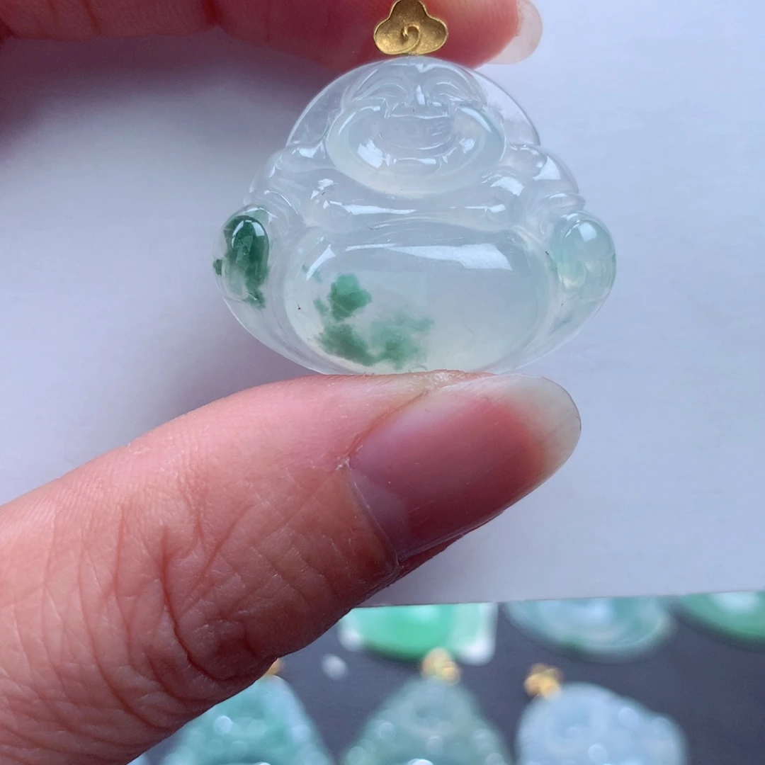 翡翠吊坠(不含链)18K金镶嵌
