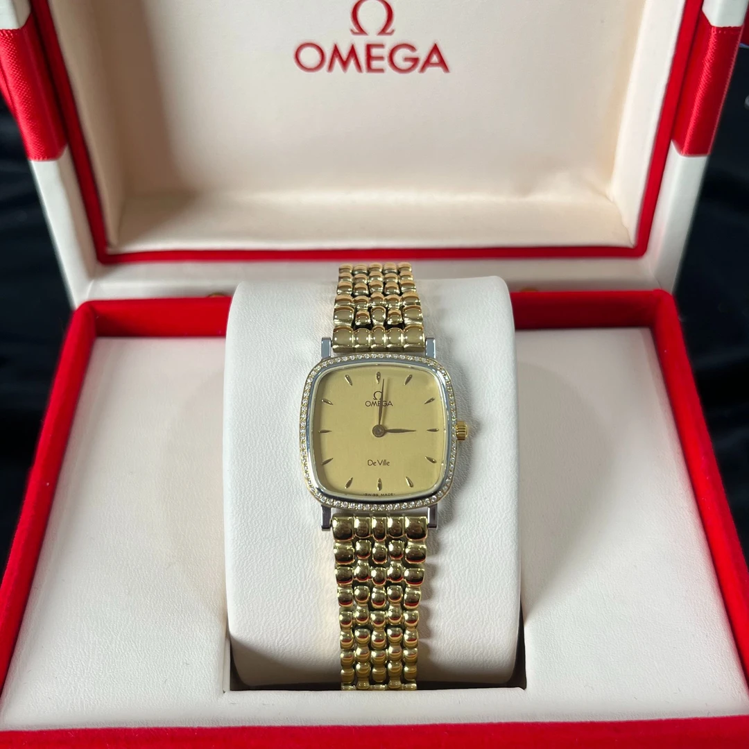 95新 Omega/欧米茄 23.5mm石英WTV3140碟飞系列后钻瑞士名表杏1