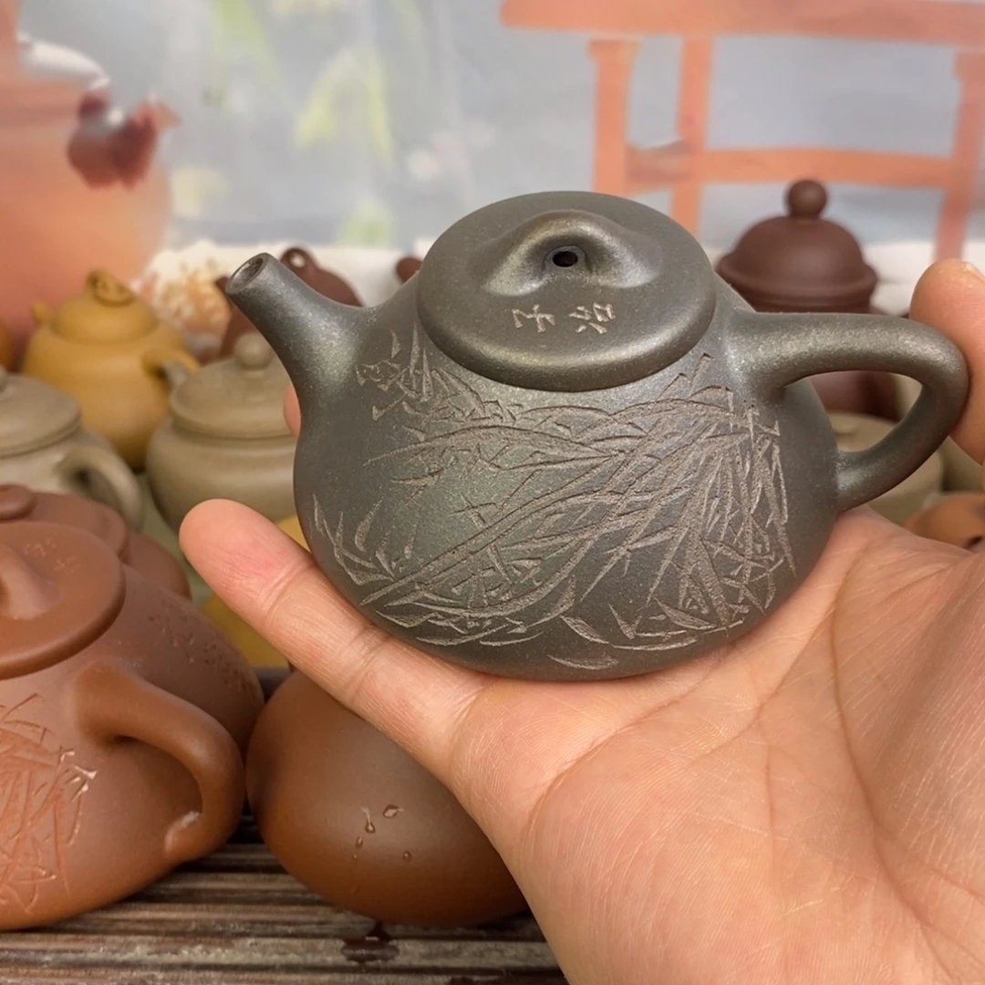 茶壶紫砂还原烧子冶石瓢羊角山深井紫泥150cc左右