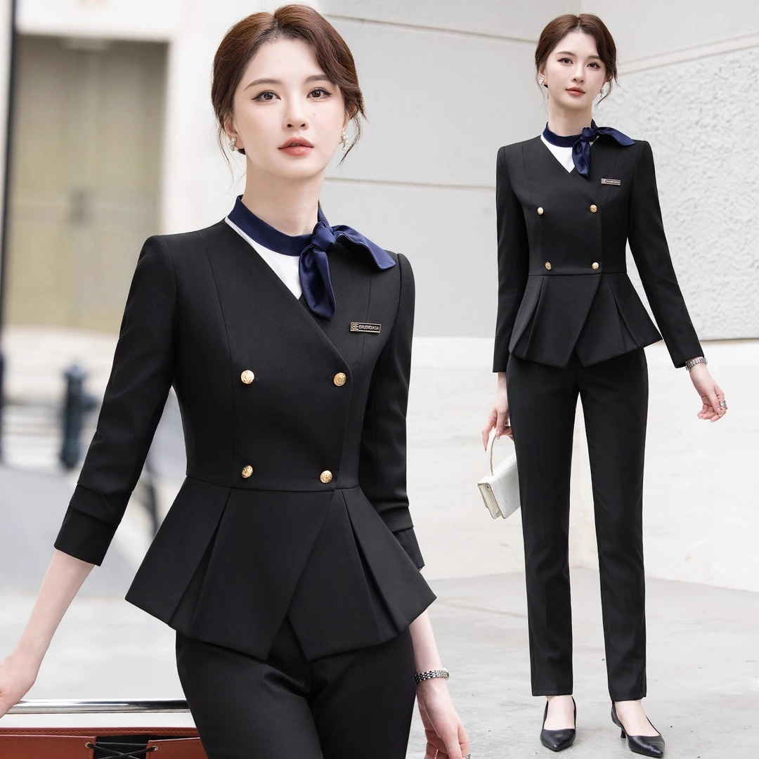 高端西装套装女秋季2025新款前台工装酒店经理美容院职业装工作服