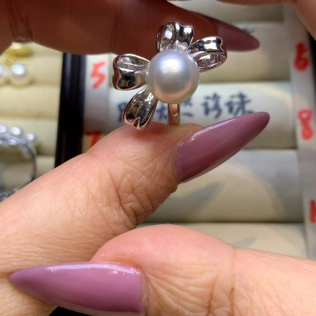 银S925镶嵌戒指海水珍珠