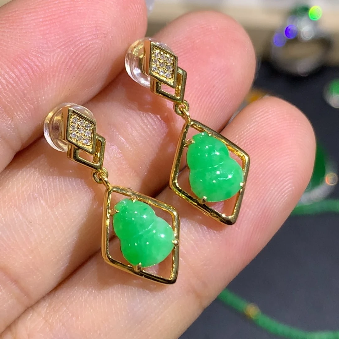 翡翠耳饰18K金镶嵌8、