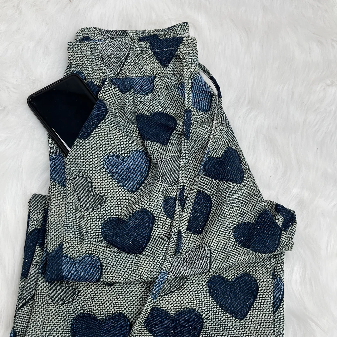 100%莱赛尔纤维【轻奢高定】夏季重工烫钻阔腿直筒裤气质休闲印花女