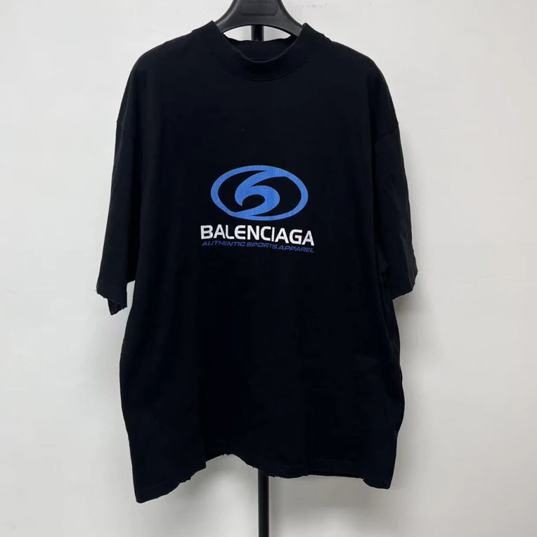 未使用 Balenciaga/巴黎世家 蓝标Logo印花图案圆领短袖 03342