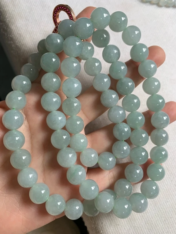 天然翡翠糯冰种项链