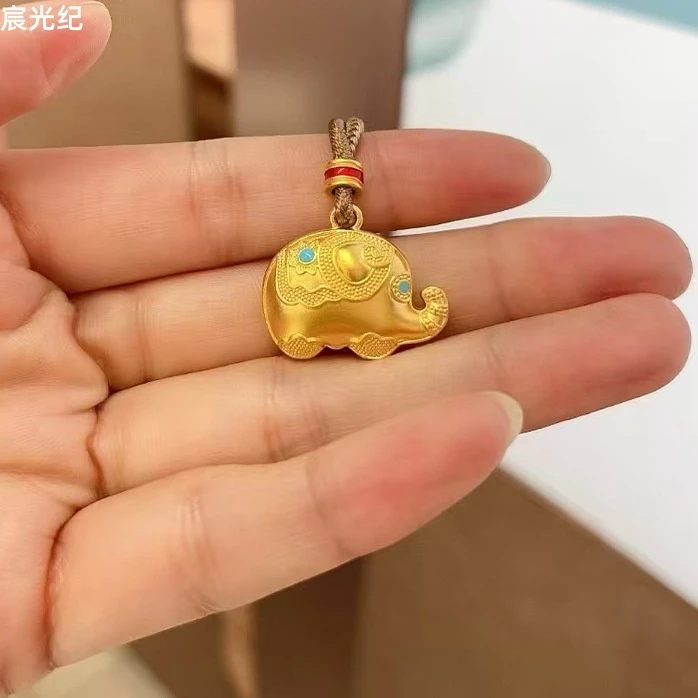吊坠足银 足银古法吉祥如意小象项链民族风轻奢可爱设计款项链