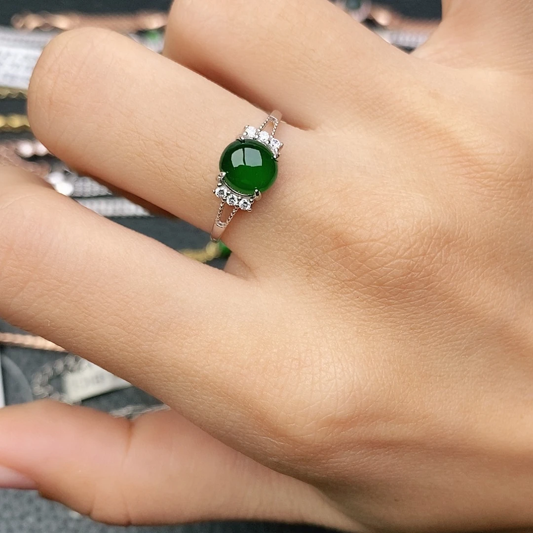 翡翠银S925镶嵌戒指