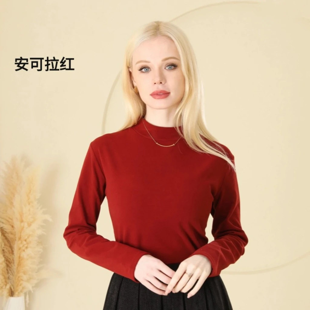 冬季磨毛亲肤保暖打底衫穿的好看不臃肿