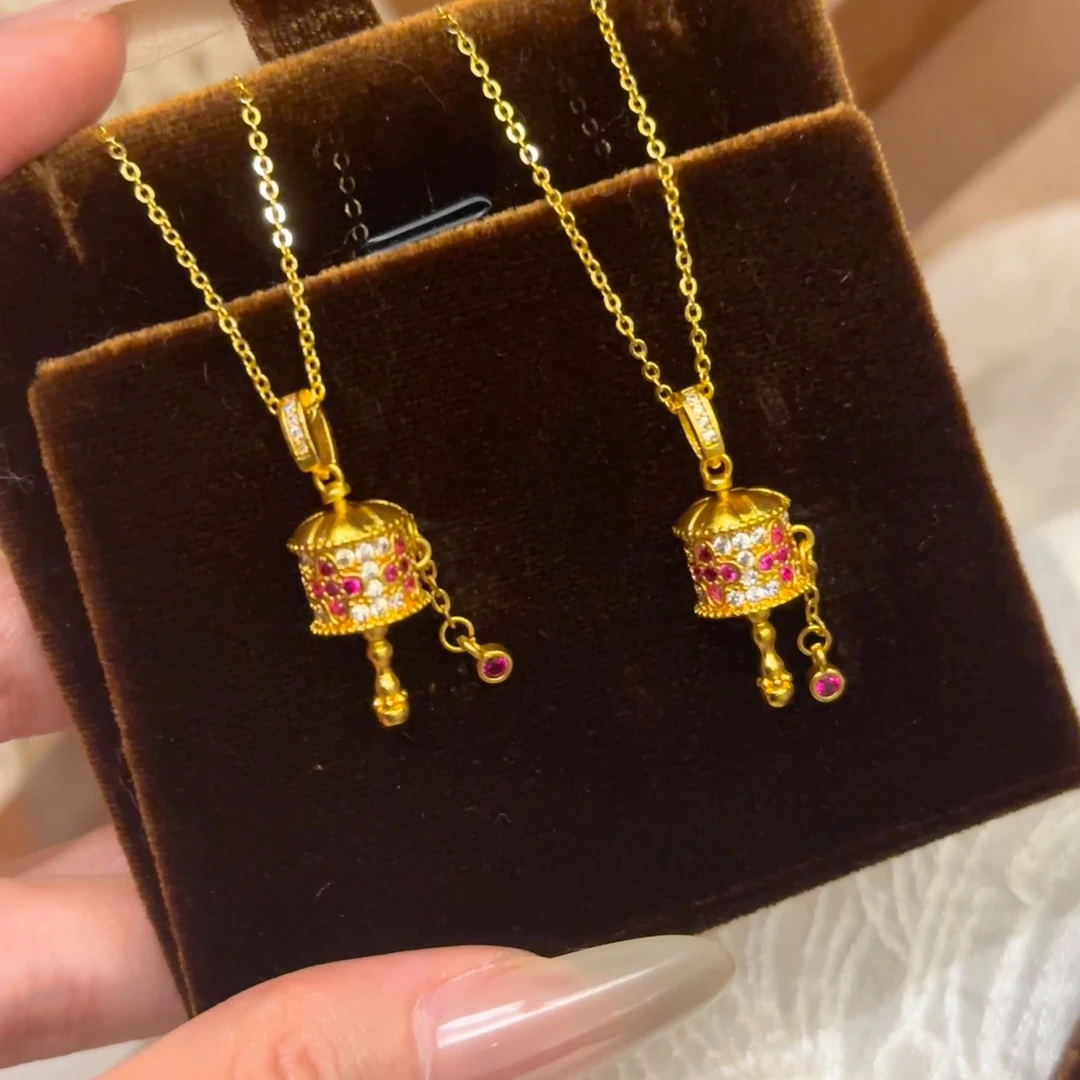 铜合金项链 转经筒拨浪鼓项链 · 中式创意民族风转运珠吊坠锁骨链