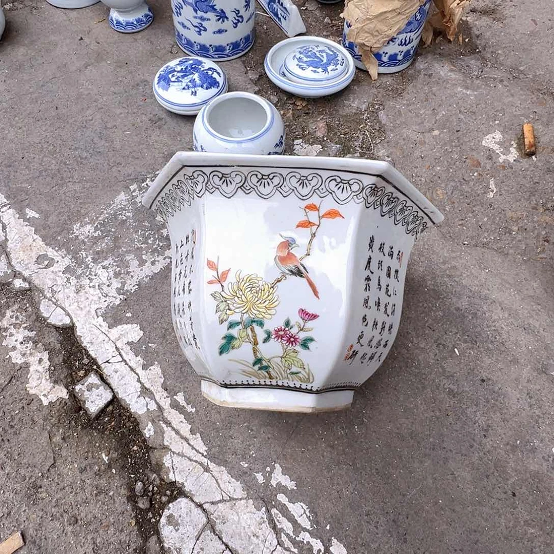 品***兰青花陶瓷花器粉彩花鸟陶瓷花器