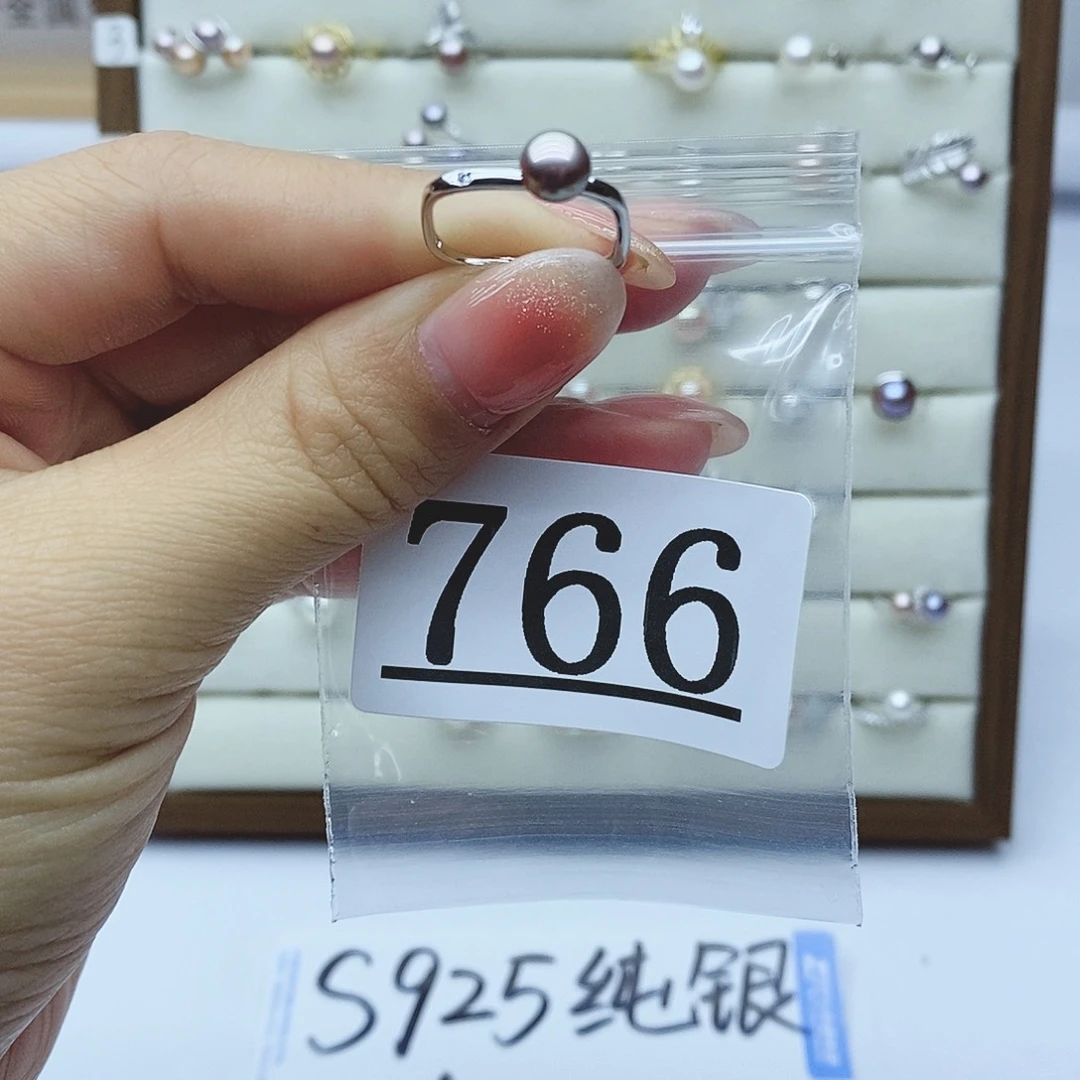 淡水珍珠戒指银S925镶嵌766
