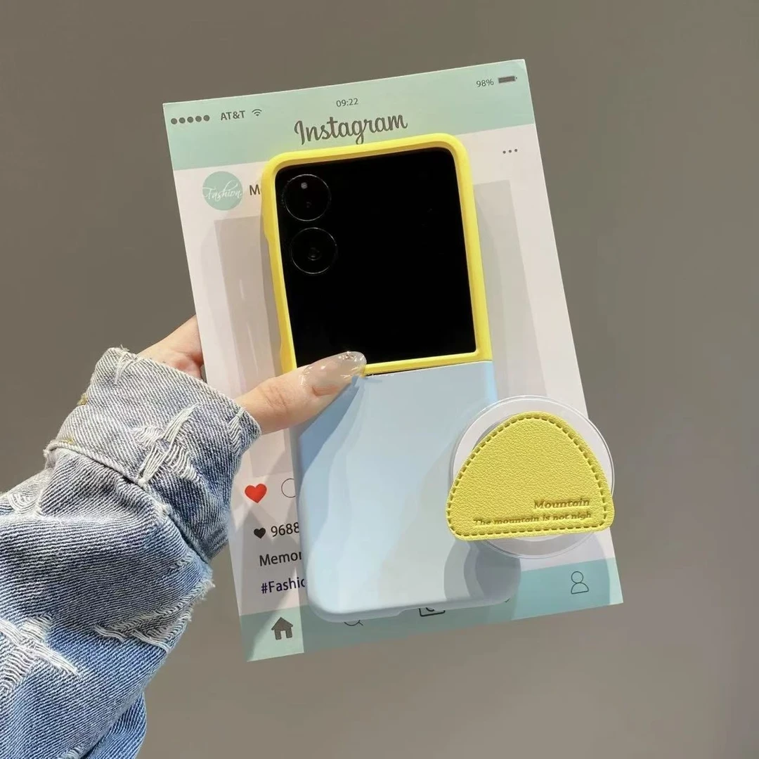ins拼色肤感内置磁吸适用小米mixflip2折叠手机壳三星zflip7支架