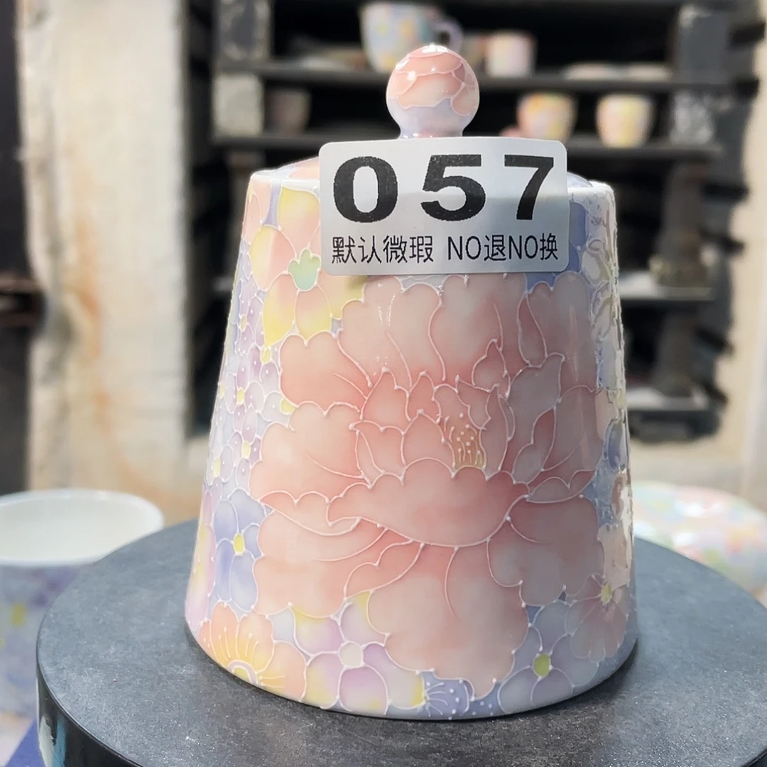 陶瓷双饮款玉泥万花茶叶罐