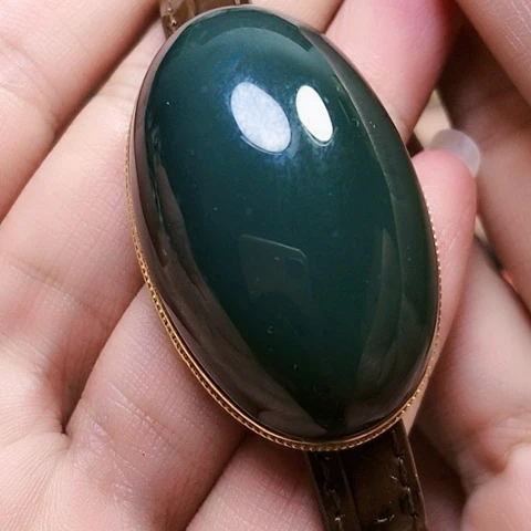 和田玉18K金镶嵌挂件