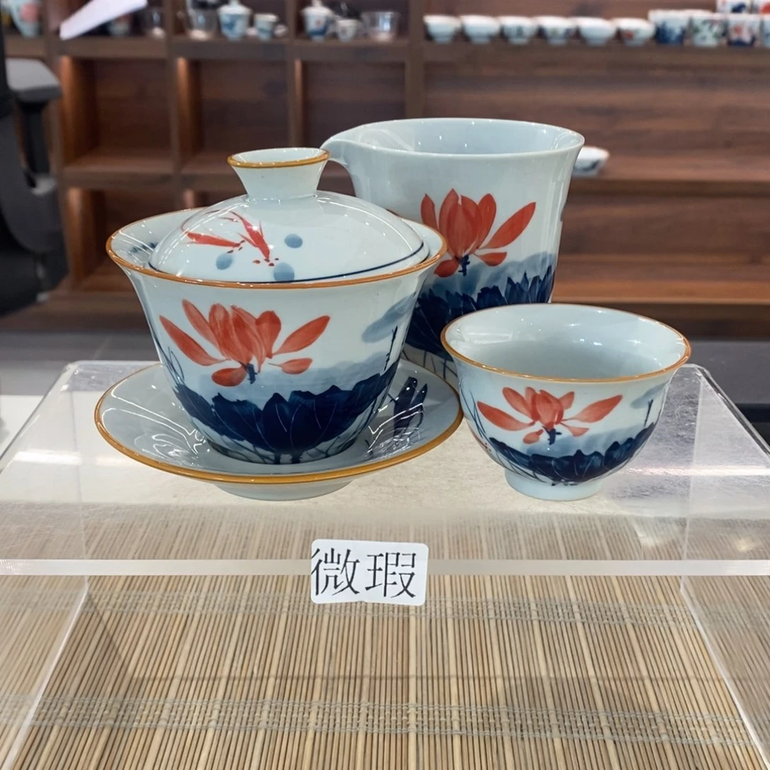 釉下彩老陶泥手工绘制